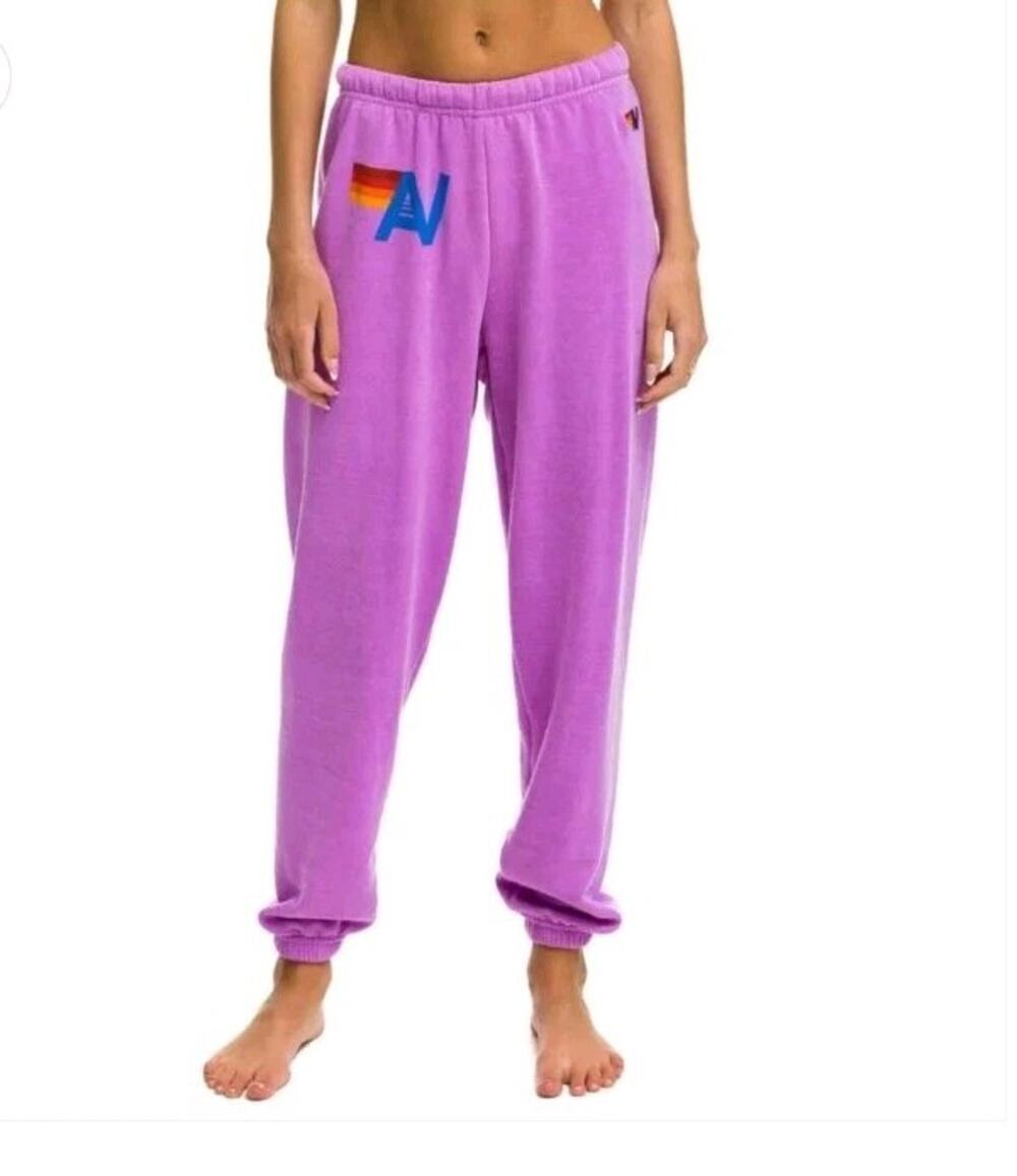 Aviator Nation Classic Logo Tri-Blend Sweatpants in Neon Purple - Size XS